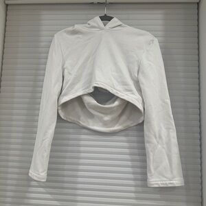 HOCB white cropped workout sweatshirt hoodie